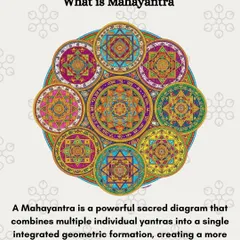 A Mahayantra is a powerful sacred diagram that combines multiple yantras into one. This creates an integrated spiritual tool that harnesses various divine energies simultaneously, offering balanced support across all areas of your life.
