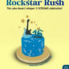For the rockstar in your life. This "Rockstar Rush" cake with a guitar topper and music notes is perfect for a 16th birthday or any celebration that needs a bit of rock and roll.