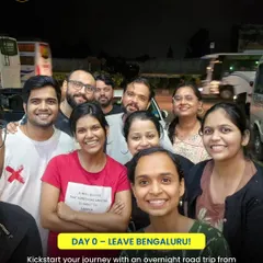 The excitement begins the moment you hop on board. Our crew, all smiles, ready to leave Bangalore for an overnight road trip to the Konkan Coast.