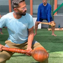 Here's a look at a golf fitness session in action. I work with golfers to build strength using traditional tools like the Mugdar, focusing on the core movements that generate power and stability in the golf swing.