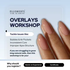 Struggling to grow long natural nails? Our Overlays Workshop is for you. Tackle issues like bubbles, inconsistent curing, and improper apex structure to achieve flawless results.