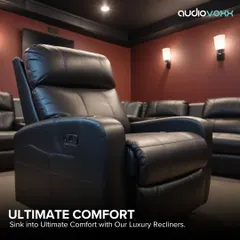 Comfort is paramount. We source and install a variety of luxury home theater recliners, focusing on ergonomic design, premium materials, and practical features like cupholders and USB ports.