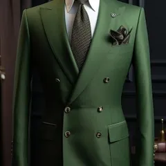 A powerful and sophisticated double-breasted suit in a rich bottle green. A fantastic choice for making a style statement.