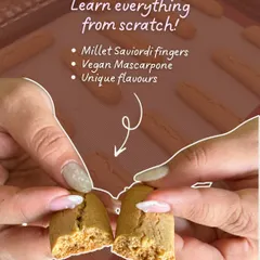 We build everything from the ground up. I'll show you how to bake your own millet Savoiardi fingers and whip up a creamy, dairy-free vegan mascarpone for the perfect tiramisu base.