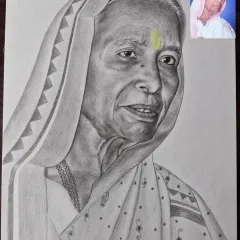 You can see the original photo next to my finished sketch of this respected elder. My goal with memorial portraits is to create a realistic and soulful tribute that honors the person's memory.