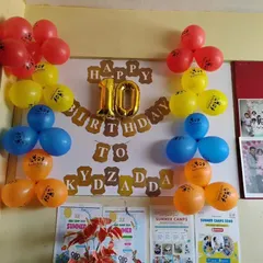 A photo of the decorations for our 10th birthday celebration. We are incredibly proud to have spent a decade spreading joy and creating memories with our community.