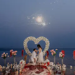 The perfect surprise proposal, complete with fireworks and a heart of flowers on the water. I specialize in capturing these once in a lifetime moments, ensuring the surprise, joy, and romantic setup are remembered forever.