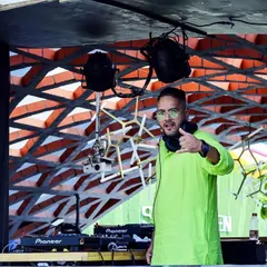 On the decks at the Skygarden Holi festival. Playing for a massive outdoor crowd covered in colors is an experience like no other.