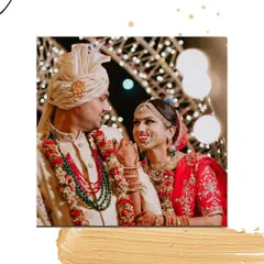 A wedding outfit is a form of self-expression. For my bride Preeti, we chose a vibrant red lehenga that reflected her confident and joyful personality. Seeing her share this happy moment with her partner is what makes my work so rewarding.
