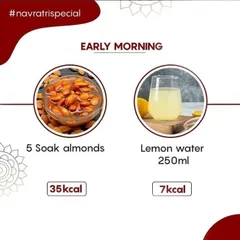 Start your day right during Navratri with soaked almonds and lemon water. This simple morning routine helps kickstart your metabolism and provides essential nutrients.