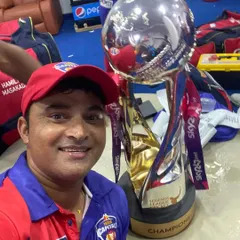 A selfie with the championship trophy after a successful tournament.