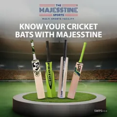 A selection of cricket bats available at our facility. We guide players in choosing the right equipment for their level and style of play.