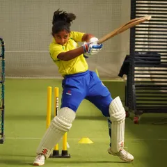 A powerful shot from Mithila Vinod during a practice session. We nurtured her talent, helping her transform challenges into stepping stones for success.