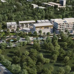 This aerial visualization demonstrates how we integrate new developments with their surrounding environment. The flythrough perspective is designed to show the relationship between the buildings, access roads, and the natural landscape for a holistic project overview.