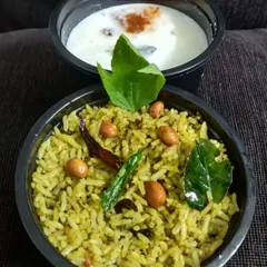 This is another popular rice combo I offer. It pairs the tangy Gongura Pulihora with cooling Curd Rice, creating a perfectly balanced and satisfying meal.