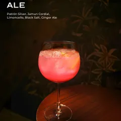 The Jamun Ale, a tribute to summer holidays. This unique tequila cocktail features our own jamun cordial, a hint of limoncello, and a dash of black salt for a zesty, unexpected finish.