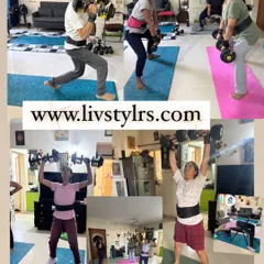 A collage showcasing the strength and dedication of my clients during various dumbbell exercises.