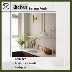 Getting your kitchen ready for summer can be as simple as decluttering your countertops, adding some bright dish towels, and placing a few fresh herb pots on the windowsill for a touch of green.
