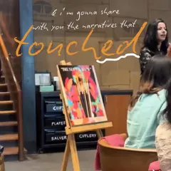A moment from a workshop where I'm sharing the story behind the painting. For me, art is all about the narratives that touch our hearts.