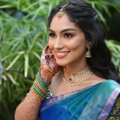 A close-up of this stunning engagement glam. You can see the subtle shimmer on the eyes and the dewy finish on the skin, which are hallmarks of my signature style.
