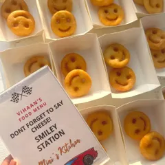 A party isn't complete without some smiles, and my Smiley Station is a guaranteed hit. For this car-themed birthday, we set up a dedicated station with crispy smiley fries that had kids and adults coming back for more.