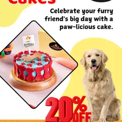 Celebrate your furry friend's big day with a paw-licious cake. I offer delivery across Delhi and Delhi NCR for your convenience.