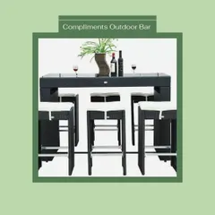 This six-seater high-top bar set is perfect for hosting larger groups on a terrace or patio. The sleek, dark wicker design is modern and sophisticated, and the stools are designed to be tucked away neatly when not in use.