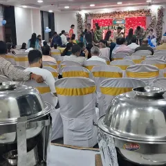 A view from behind the buffet warmers at a baby shower event. I cater to all kinds of family functions and celebrations.
