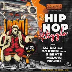 The official poster for a "Hip Hop Hizzle" event I played in Goa. This shows my experience with genre-specific nights and my willingness to travel for outstation gigs.