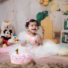 Nothing says "Happy First Birthday" like a joyful cake smash! We create a fun and safe environment in our studio for your little one to make a happy mess, resulting in unforgettable photos filled with laughter.