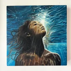 A crisp, clear shot of the finished underwater oil painting. This 8x8 inch canvas is now for sale and I'm excited for it to find a new home.