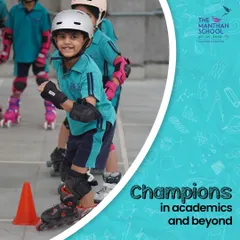 We believe in creating champions in academics and beyond. This student exemplifies the focus and joy we foster in our roller skating program.