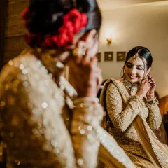 A golden vision of elegance. This unique bride wanted an all-golden look for her wedding day, and creating this magical, radiant style was an absolute dream.