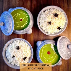 My vegetarian Thai Green Curry is rich, creamy, and aromatic. I serve it with sticky jasmine rice, making it a complete and comforting meal that's full of authentic Thai flavor.