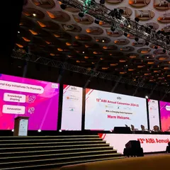 The main stage for the 13th AIBI Annual Convention at the Jio World Convention Centre. We designed this professional setup featuring a multi-panel LED backdrop for crisp presentations and branding, ensuring a seamless experience for the Association of Investment Bankers of India.