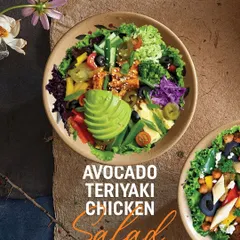 Our Avocado Teriyaki Chicken Salad is a fan favorite for a reason. It features tender teriyaki chicken, creamy avocado, and a rainbow of fresh vegetables, delivering 36.5 grams of protein. It's a complete, satisfying meal that's as delicious as it is nutritious.