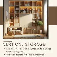 Vertical storage is a key strategy for maximizing small spaces. By installing wall-mounted shelves and tall cabinets, I draw the eye upward and keep the floor clear, providing ample storage without crowding the room.