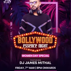 A 'Bollywood Essence Night' poster for a Women's Day special. I often play for special occasions, ensuring the music and theme are perfectly matched.