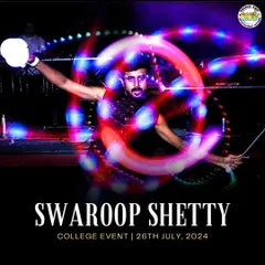 A promotional shot for a college event, capturing the vibrant light trails of my pixel poi. This long-exposure photo really shows off the beautiful patterns these props can create.