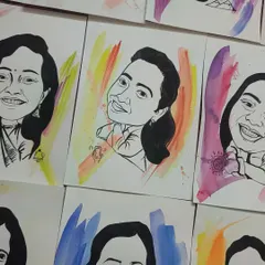 More of the hand-drawn caricatures ready for the Pidilite team. Each piece is a unique memento from their special event.