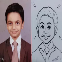 A throwback photo turned into a timeless caricature. It's a great way to give old photos a new life.