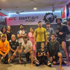 Our combined wrestling batch after a tough session. We focus on takedowns, control, and the conditioning needed for effective grappling in MMA and self-defense.