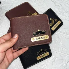 This brown custom wallet for Param features a classic mustache charm, adding a bit of personality. You can mix and match wallet colors and charms to fit anyone's style.