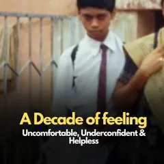 A childhood photo illustrating the "decade of feeling uncomfortable, underconfident & helpless." My journey is proof that your past does not define your future.