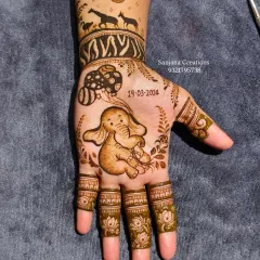 A close-up of the adorable baby elephant design for a baby shower. I included the due date, 19-03-2024, to make it an extra special keepsake for the mom-to-be.