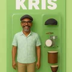 We believe our teachers are real-life superheroes. This creative portrait introduces our percussion instructor, Kris, highlighting his passion and the instruments he uses to inspire students, including the Djembe which is central to our drum circles.