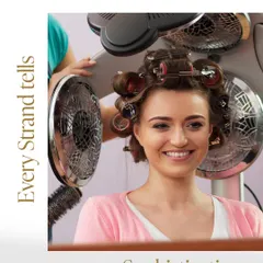 Every strand tells a story of sophistication. A client relaxes under the dryer as her curls are set, a classic technique for achieving voluminous, long-lasting style.