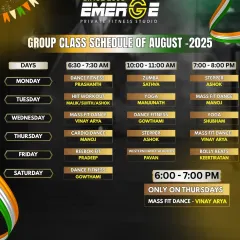 Your August 2025 just got more active. Check out the schedule for Dance Fitness, HIIT, Yoga, Zumba, and more to level up your fitness journey.