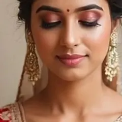 This is the essence of soft glam. A beautifully blended rosy eyeshadow, defined brows, and a soft pink lip create a look of effortless elegance.