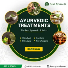 We offer a wide range of Ayurvedic treatments to restore your natural balance. This graphic provides a glimpse into some of our core therapies, including Shirodhara for stress relief, Swedana for detox, and Udvartana for a rejuvenating herbal scrub.